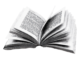 Open Book In Vintage Halftone. Retro Literature And Knowledge Representation Illustration Isolated On Transparent Background png