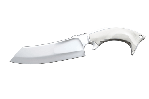 poliert Metall Hackmesser mit ein hell Weiß handhaben. Rasierer scharf, es glänzt gegen ein Stark transparent Hintergrund. präzise und tötlich Werkzeug png