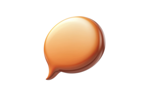 Glossy orange speech bubble with a simple drop-like shape over a transparent background, suggesting communication png