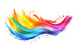 Swirling brushstroke of rainbow colors on a transparent background, creating an artistic effect png