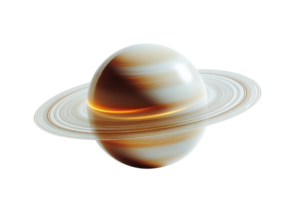 Ringed Planet A glossy, orb-shaped planet with prominent rings against a stark transparent background png