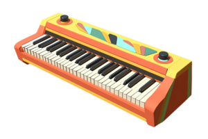 Colorful keyboard with black and white keys, a striped top, and retro vibe sits alone png