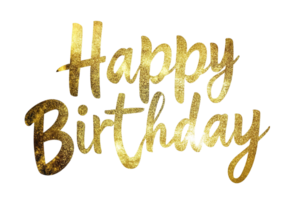 Elegant golden calligraphy Happy Birthday text on transparent background for celebrations png