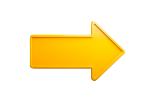 Glossy yellow arrow icon pointing right on a transparent background, indicating direction or navigation png