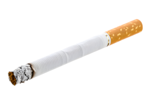 Lit cigarette with filter. The end is burning and the rest is still white png