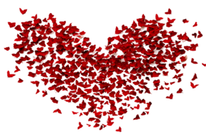 Heart shape formed from many smaller red hearts. Isolated on transparent background png