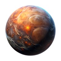Fiery planet isolated on the transparent background, sci-fi space artwork, celestial body png