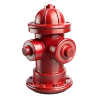 Red fire hydrant 3d isolated, urban emergency water valve, high-poly model png