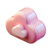 3d pink computing cloud icon, soft glossy data storage symbol, modern ui ux element png
