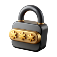 Secure lock icon with password symbols 3d, cybersecurity keypad, data safety png
