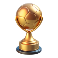 Golden soccer trophy for champions 3d, shiny cup with engraved base, victory award png