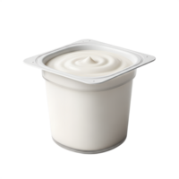 Yogurt in a plastic container isolated, creamy dairy snack with lid, transparent background png