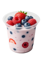 Mixed berries in yogurt isolated on transparent background for food packaging or menu design png