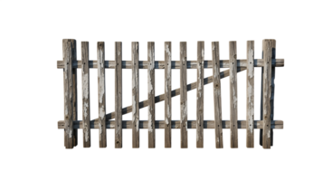 Old wooden fence with chipped paint, country-style backdrop, high resolution png