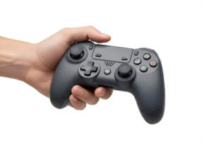 Gamer gripping console controller isolated, ergonomic design, for stream overlays or esports png