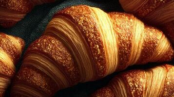 Close-Up Flaky Croissant With Crispy Layers photo
