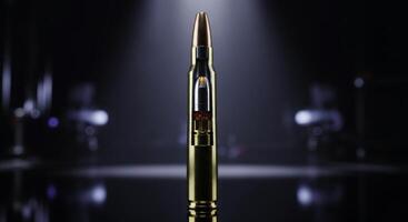 High detail cross section of a rifle cartridge showing internal components photo