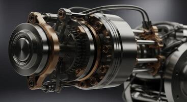 Precision engineered metallic gears and intricate components of a modern machine photo