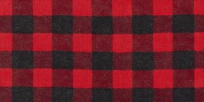 Seamless pattern of red and black buffalo plaid fabric texture photo