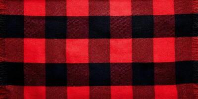 Classic buffalo check fabric in red and black with repeating texture photo
