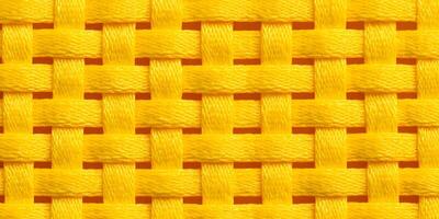 Bright Yellow Woven Fabric Texture Seamless Pattern Background photo