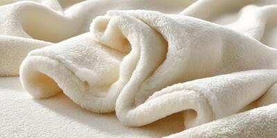 Cream Colored Fleece Fabric Texture Close Up Soft Plush Blanket Material photo