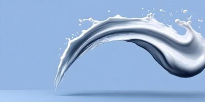 Abstract White Liquid Splash Flowing Dynamic Curve Blue Background photo