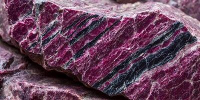 Closeup of Raw Pink Ruby Crystal with Black Veins Mineral Specimen Geology photo