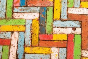 Colorful Brick Pavement Pattern Vibrant Textured Background for Creative Designs and Projects. photo