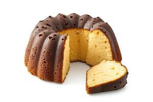 Slice Soft Cake on white background. photo