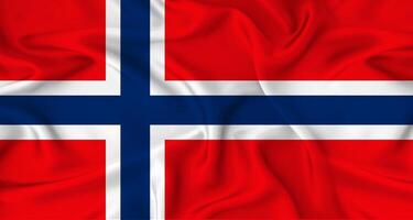 Realistic Norway flag waving. Close up of flag of Norway with cloth texture photo