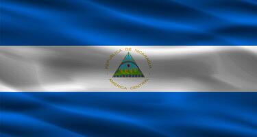 Nicaragua flag with fabric texture. Realistic flag of Nicaragua waving photo