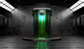 Hibernation machine, water pipe the science room, 3D illustration photo