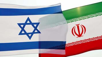 Animated flags of Israel and Iran waving side by side, symbolizing complex geopolitical relations video