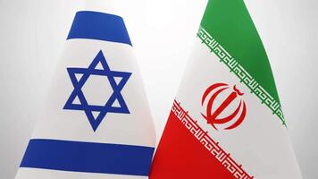 Tensions or Diplomacy flags of iran and israel, symbolizing geopolitics and international relations video
