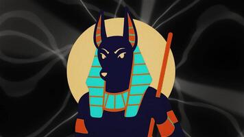 Anubis god of death waving flag animation loop video