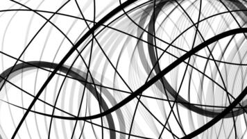 Abstract black and white circles and lines growing complexity video