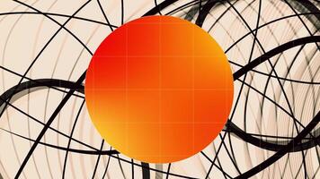 Orange circle pulsating behind moving black lines video
