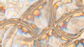 Beige iridescent fluid surface morphing, abstract animation video