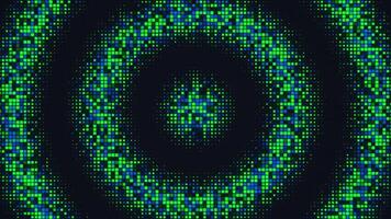 Dynamic Grid Bloom Glowing Square Spiral Loop in Blue and Green video