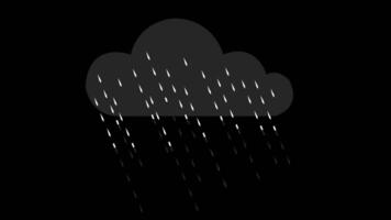 Cloud with falling raindrops 2D object animation. Rain from cloudy sky animated item isolated on white background video