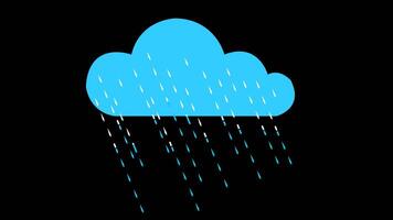 2d cloud with a falling raindrop. Rainy cloud, raindrops dripping line 2D object animation. video