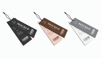 Label 3d tag collection set illustration mockup for cloth branding. vector