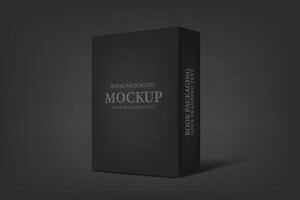 3d realistic black book on dark gray background for business branding vector