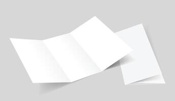 3d blank tri fold mockup on gray background for brochure, magazine, newspaper and letter vector