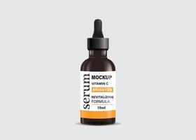 3d beauty products container, serum dropper bottle mockup on grey background vector