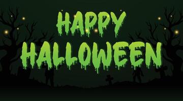 Happy Halloween Text Effect, Green Graphic Style Effect, with black Background Halloween vector