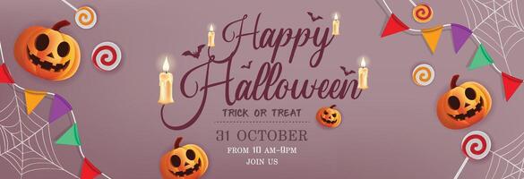 Halloween pumpkin decoration with candles vector