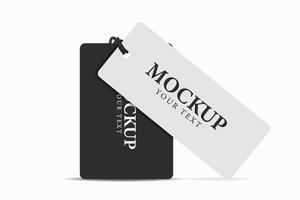 3d black and white hang tag illustration mockup for branding label or cloth. vector