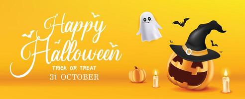 Halloween pumpkin and ghost decoration vector